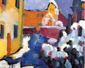 瓦西里 康丁斯基 : Cementerio y casa parroquial en Kochel